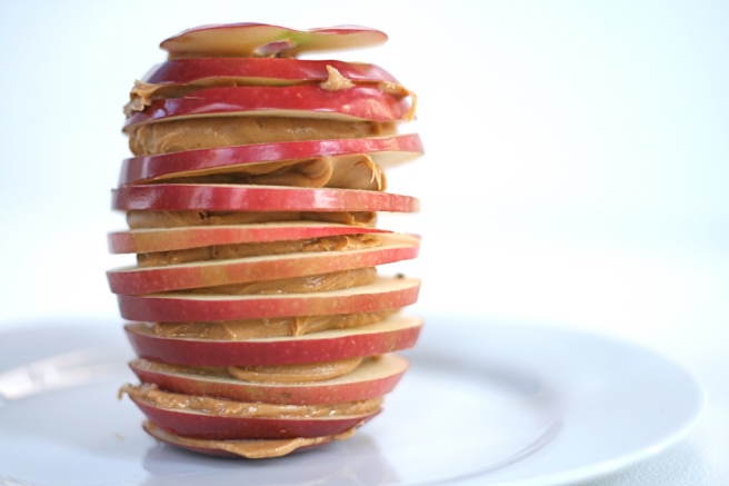 Apple and peanut butter stack